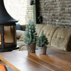 Mini Weihnachtsbaum Mit Frost Im Korb, 30 Cm