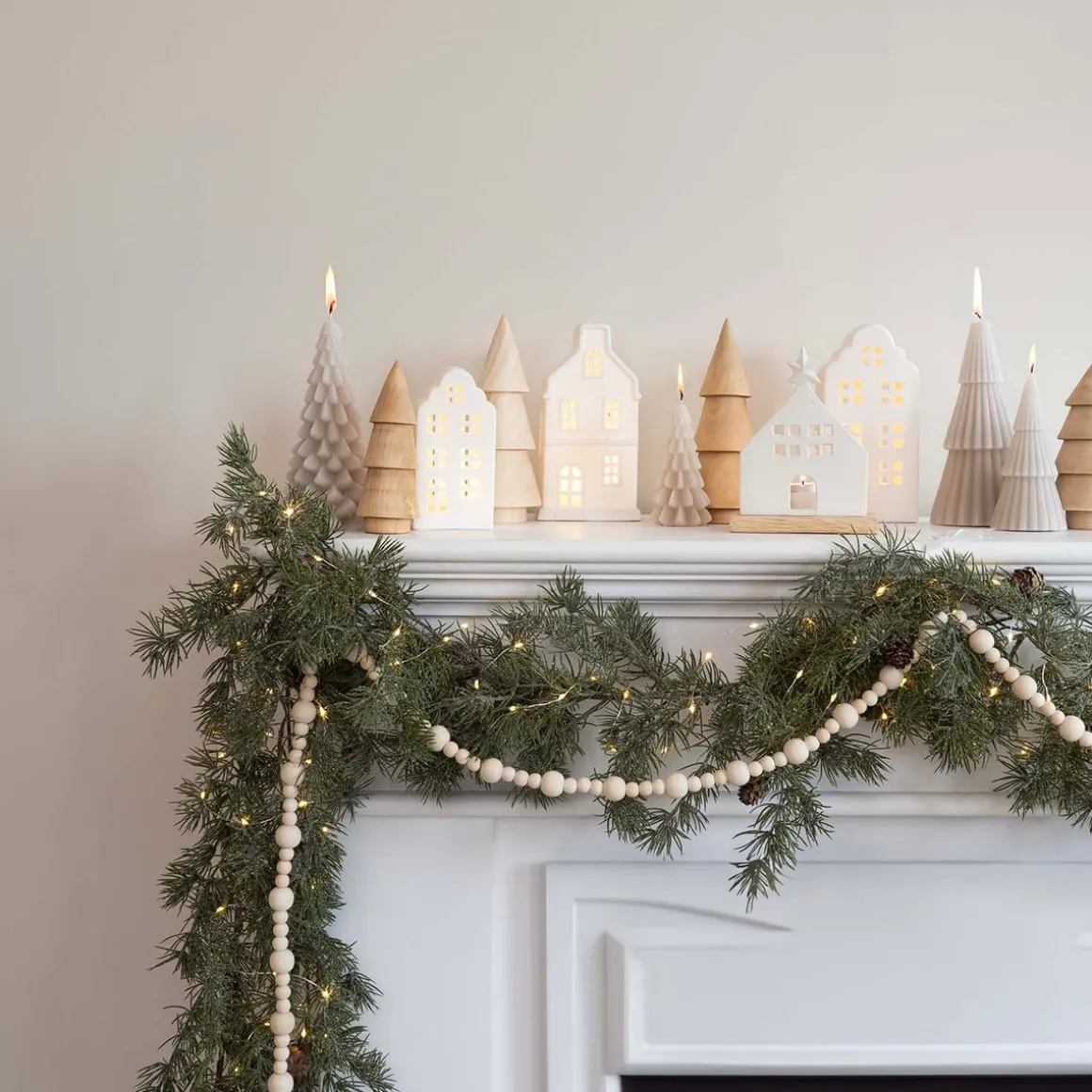 Minimalistische Holzgirlande, Natur, 160 Cm