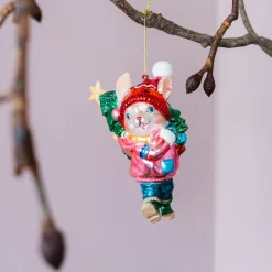 Niedliches Kaninchen In Winteroutfit Als Weihnachtsanhänger