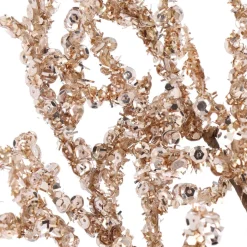 Paillettenzweig, Hellgold, Kunststoff, 43 Cm