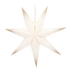 Papierstern, Weiß, Mit Goldglitzer & Lochmuster, 45 Cm