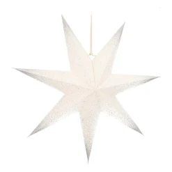 Papierstern, Weiß, Mit Silberglitzer & Lochmuster, 45 Cm