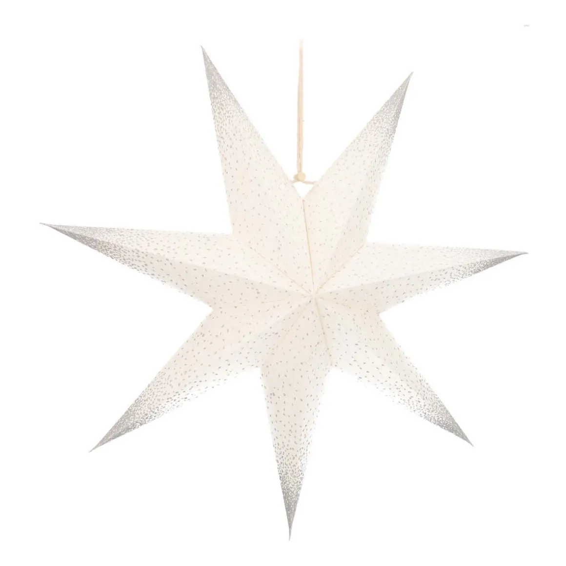 Papierstern, Weiß, Mit Silberglitzer & Lochmuster, 45 Cm
