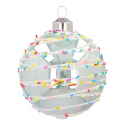 Pastellgrüne Weihnachtskugel Mit Bunten Kristallen