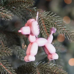 Pinker Designer-Weihnachtsaufhänger "Ballonhund"
