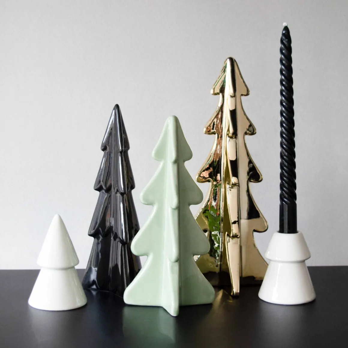 Porzellan-Tannenbaum Im 3D-Format, Schwarz, 22 Cm