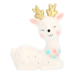 Rentier Mit LED Beleuchtung, Weiß, Porzellan, 12,5 Cm