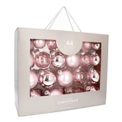 Romantisches Hellrosa Weihnachtskugel-Set 44 Stück In Praktischer Box
