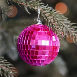 Rosa Disco-Weihnachtskugel Mit Reflektierenden Spiegelplättchen