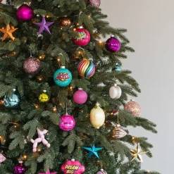 Rosa Disco-Weihnachtskugel Mit Reflektierenden Spiegelplättchen