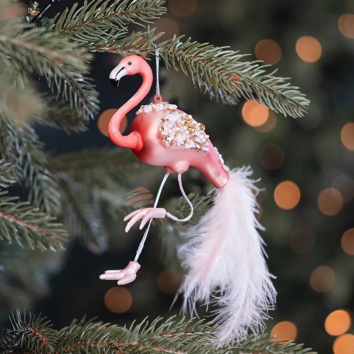 Rosa Flamingo Weihnachtsanhänger Für Ein Tropisches Weihnachten