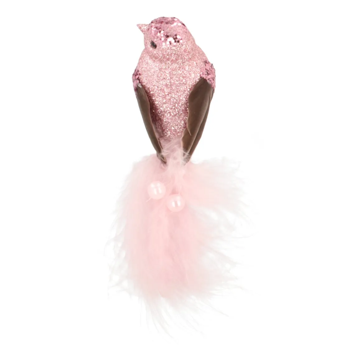 Rosa Vogel Auf Klammer Mit Daunenfedern