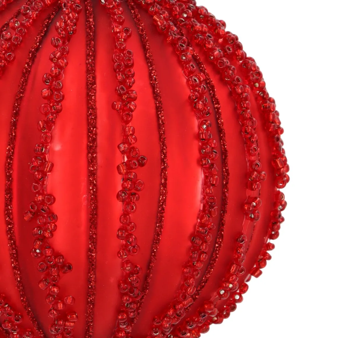 Rote Craquelé-Weihnachtskugel Im Vintage-Look Mit Glitzerlinien