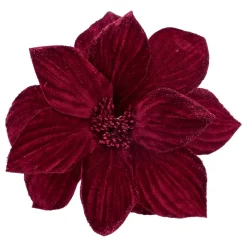 Rote Weihnachtsrose Mit Glitzerblättern