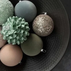 Samt Weihnachtskugel Beige, Kunststoff, 8 Cm