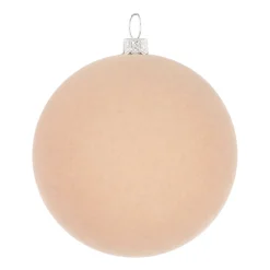 Samt Weihnachtskugel Beige, Kunststoff, 8 Cm