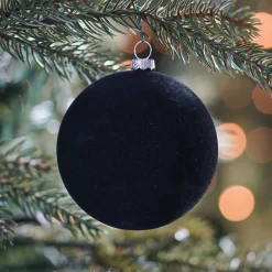 Samt Weihnachtskugel, Schwarz, Kunststoff, 8 Cm