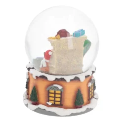Schneekugel Weihnachtsmann Am Kamin, Mit Spieluhr, 14 Cm