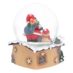 Schneekugel Weihnachtsmann Mit Teddy, Ø 6,5 Cm