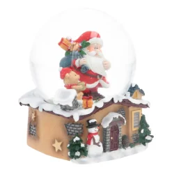 Schneekugel Weihnachtsmann Mit Teddy, Ø 6,5 Cm