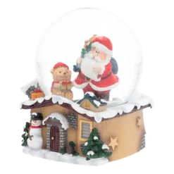 Schneekugel Weihnachtsmann Mit Teddy, Ø 6,5 Cm