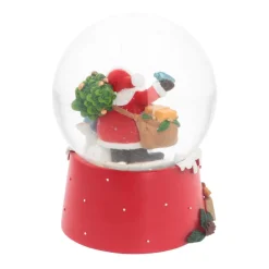 Schneekugel Weihnachtsmann Mit Hund, Mit Spieluhr, Ø 10 Cm