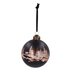 Schwarze Weihnachtskugel Mit Winterlandschaft