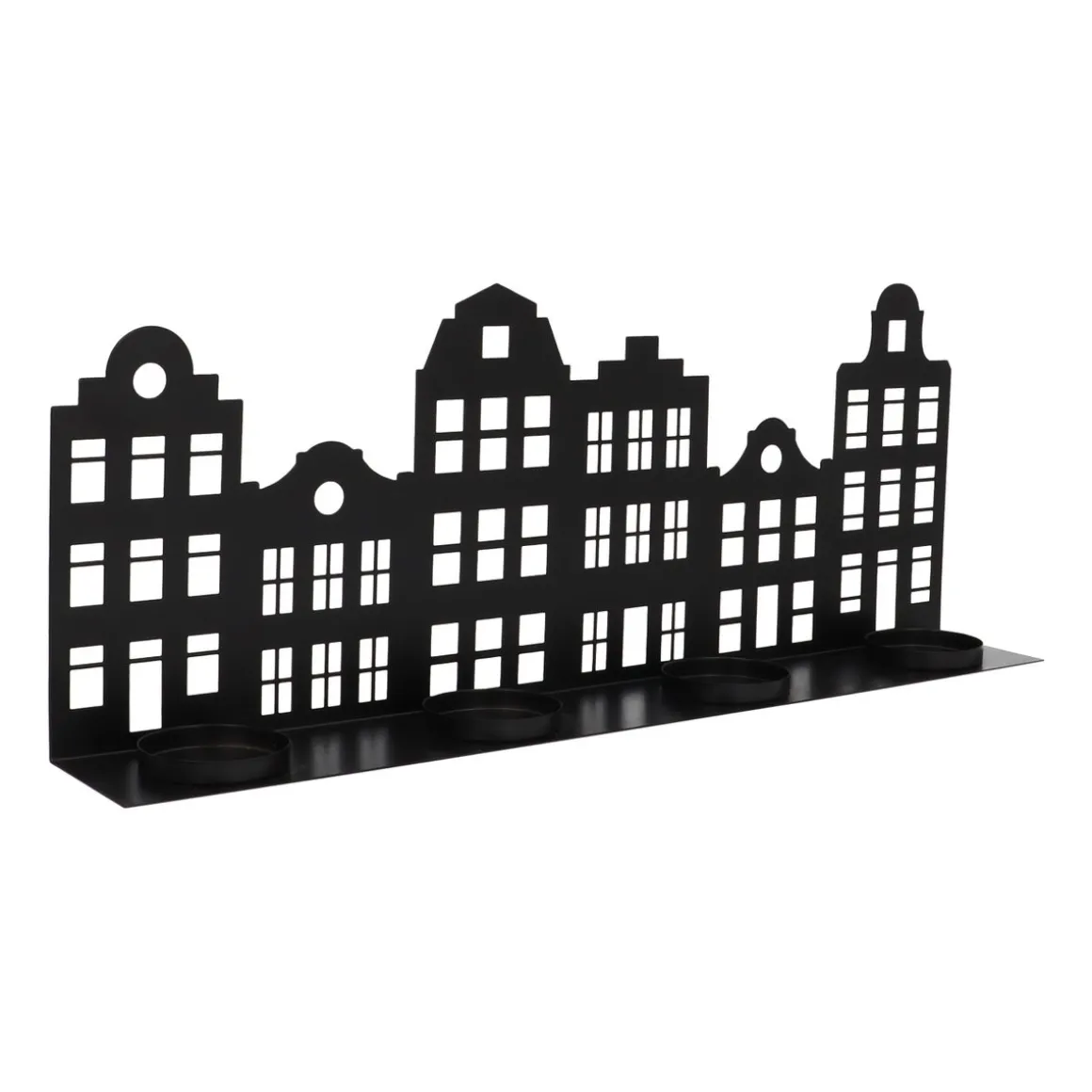 Schwarzes Grachtenhaus Für Teelichter