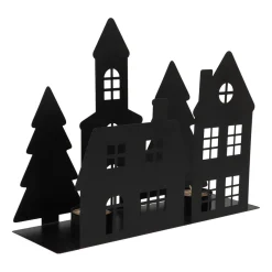 Süßes Straßenszenario Mit Häuschen Und Kirche Für Teelichter