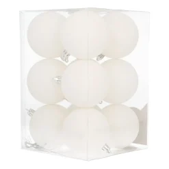 Set Von 12 Weißen Weihnachtskugeln Mit Glitzer In Box