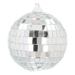 Silberne Disco-Weihnachtskugel Mit Reflektierenden Spiegelplättchen