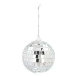 Silberne Disco-Weihnachtskugel Mit Reflektierenden Spiegelplättchen
