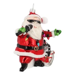 Singender Weihnachtsmann Mit Sonnenbrille Und Mikrofon Als Weihnachtsdeko