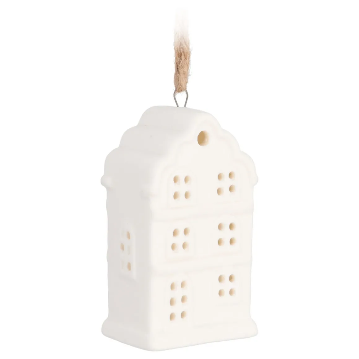 Stilvoller Weißer Weihnachtsanhänger "Grachtenhaus"