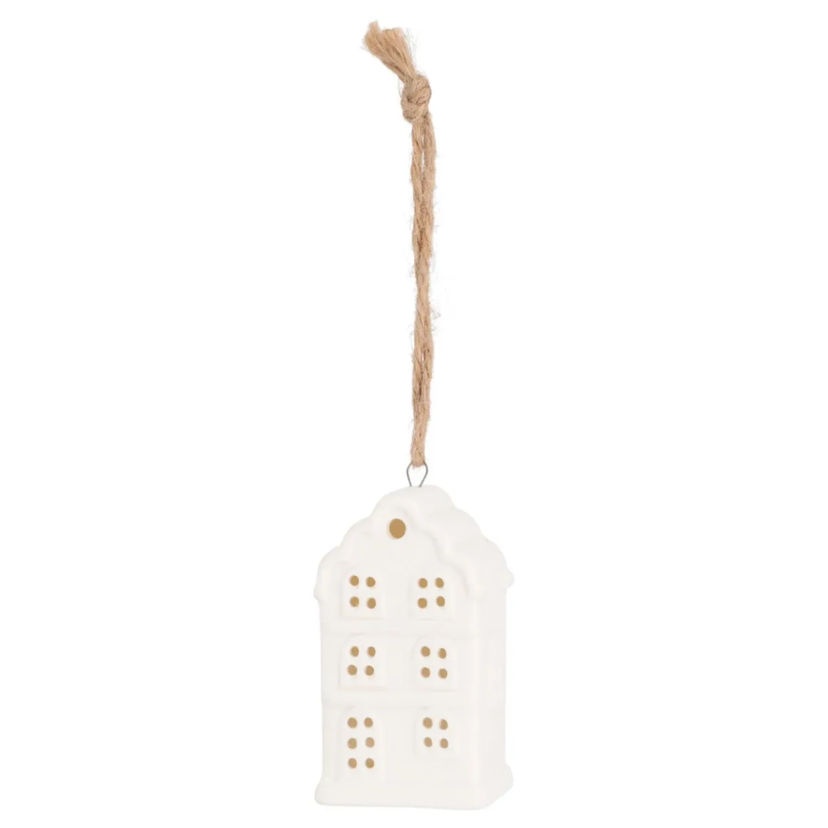 Stilvoller Weißer Weihnachtsanhänger "Grachtenhaus"