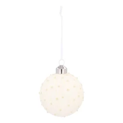 Stimmungsvolle Wollweiße Glaskugel Mit Glitzer Und Pünktchen