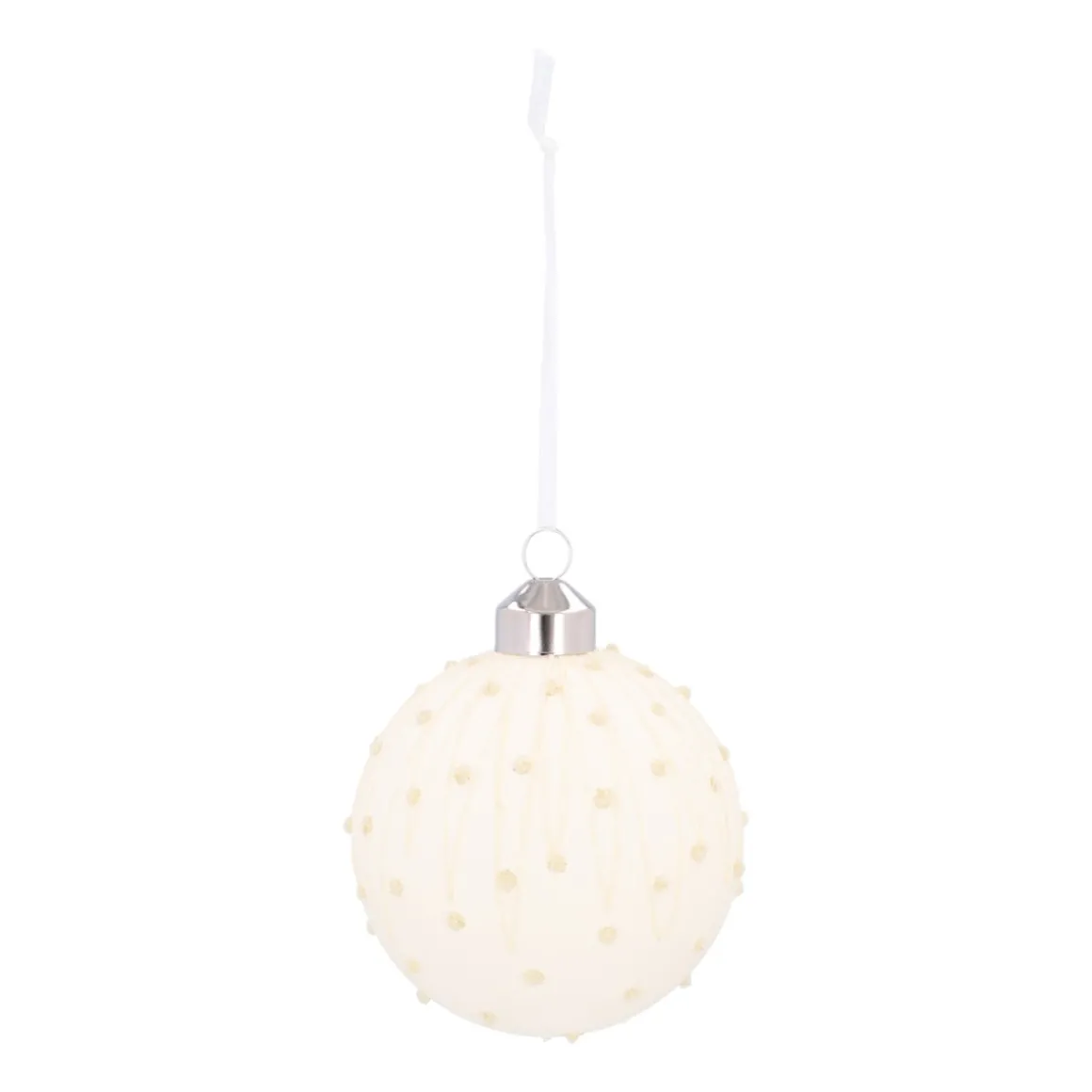 Stimmungsvolle Wollweiße Glaskugel Mit Glitzer Und Pünktchen