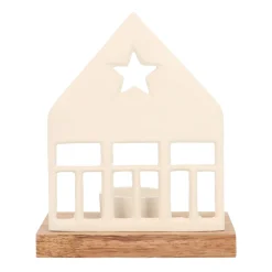 Stimmungsvolles Weißes Häuschen Mit Teelichthalter