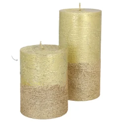 Stumpenkerze, Altgold Metallic, Paraffin, 10 Cm