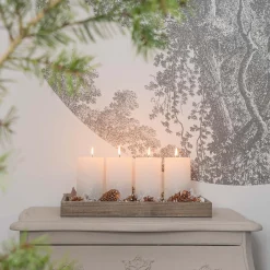 Stumpenkerze, Weiß Mit Silbernem Glitzer, Paraffin, 15 Cm