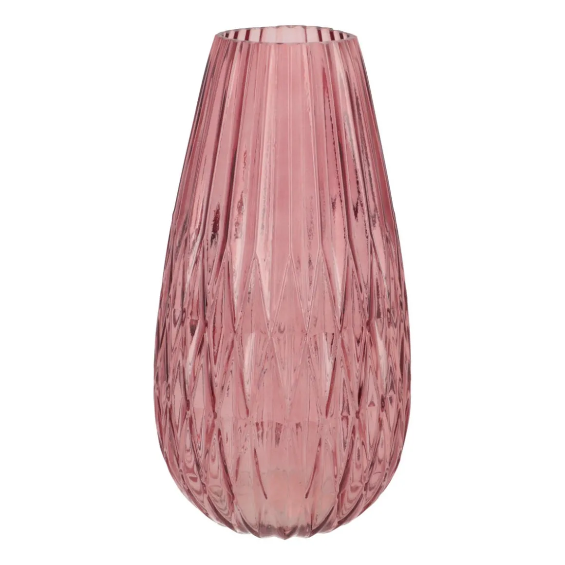Stylische Glas-Vase, Rosa, 36x20 Cm