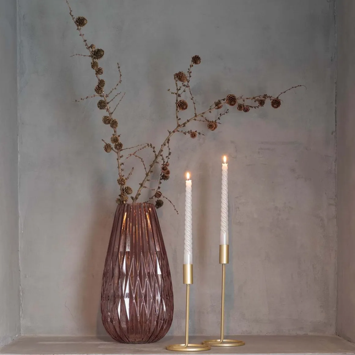 Stylische Glas-Vase, Rosa, 36x20 Cm