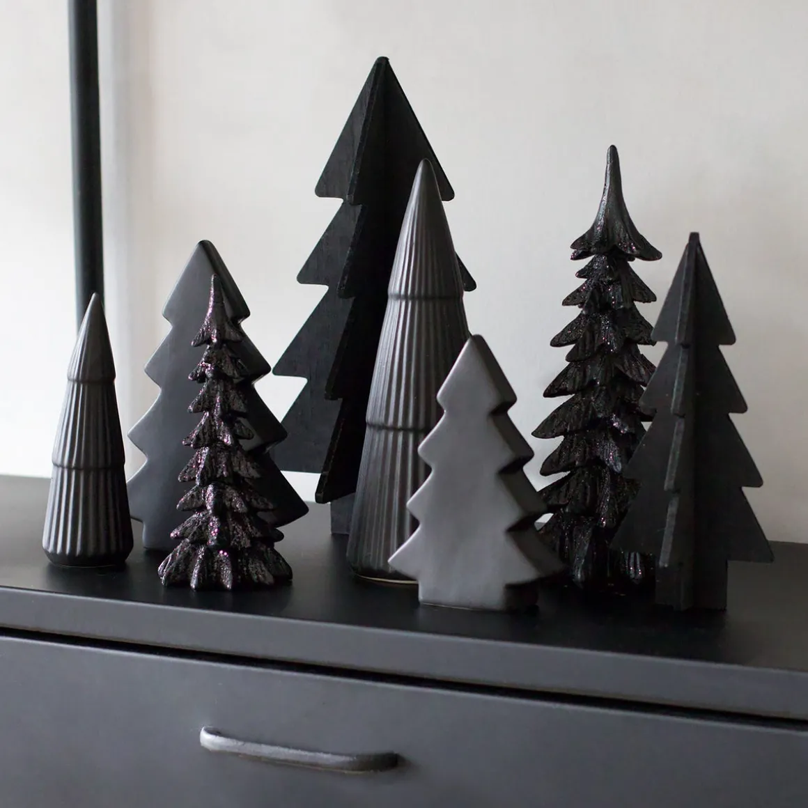 Tannenbaum Schwarz, Polyresin, 27 Cm