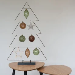 Tannengrüne Weihnachtskugel Mit Relief Und Glitzer