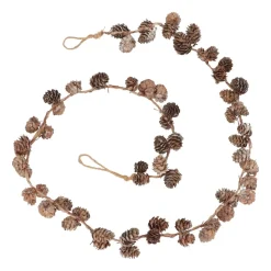 Tannenzapfengirlande Mit Frost-Look, Grau, Holz, 150 Cm