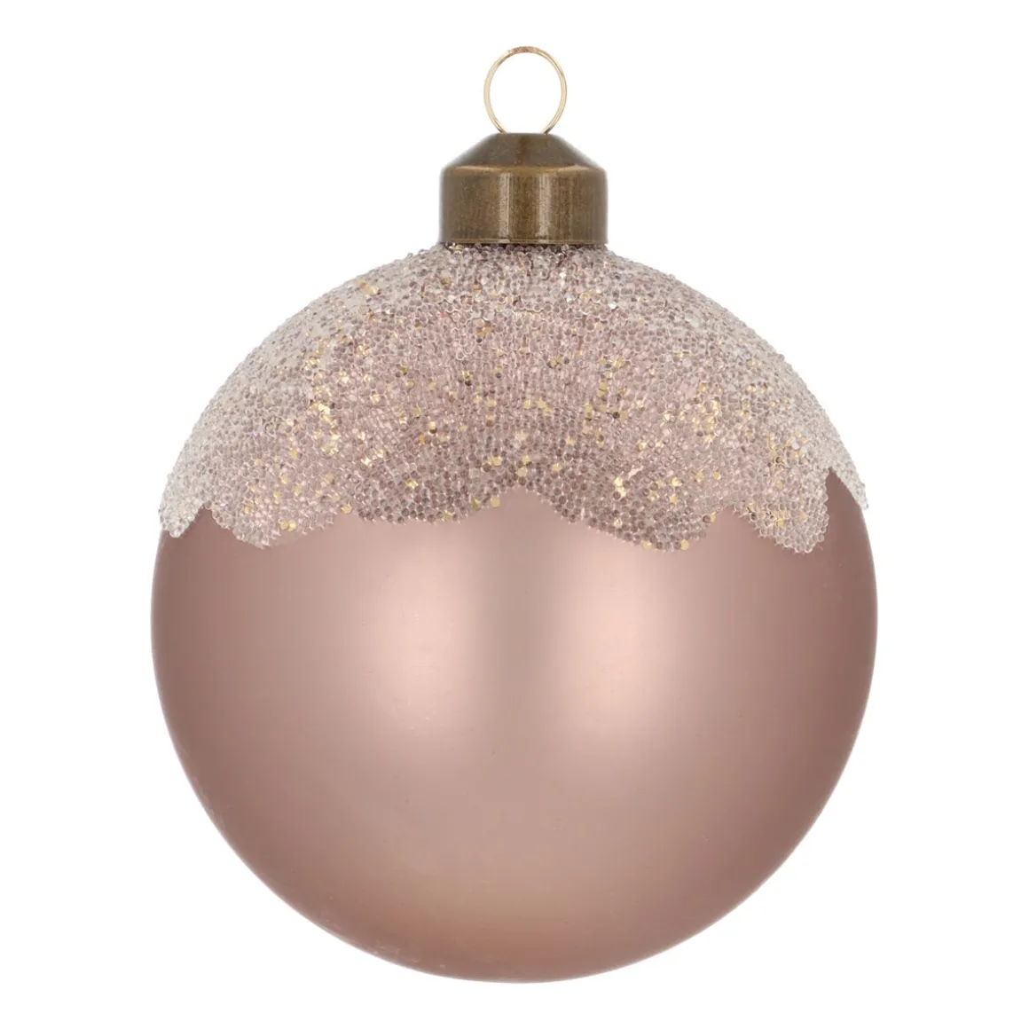 Taupe Weihnachtskugel Mit Matter Oberfläche Und Glitzer