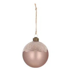 Taupe Weihnachtskugel Mit Matter Oberfläche Und Glitzer