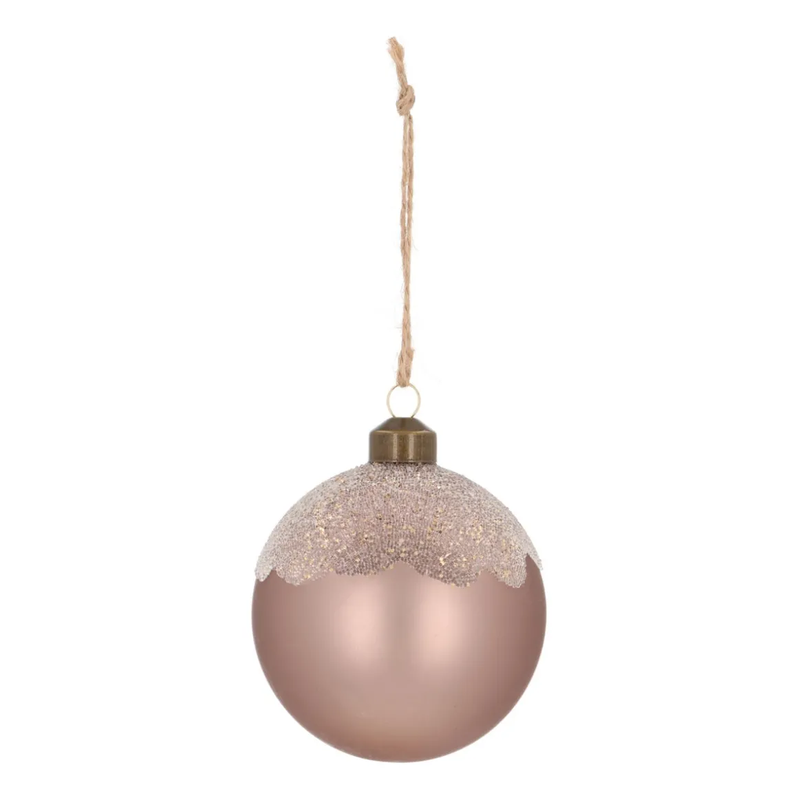 Taupe Weihnachtskugel Mit Matter Oberfläche Und Glitzer