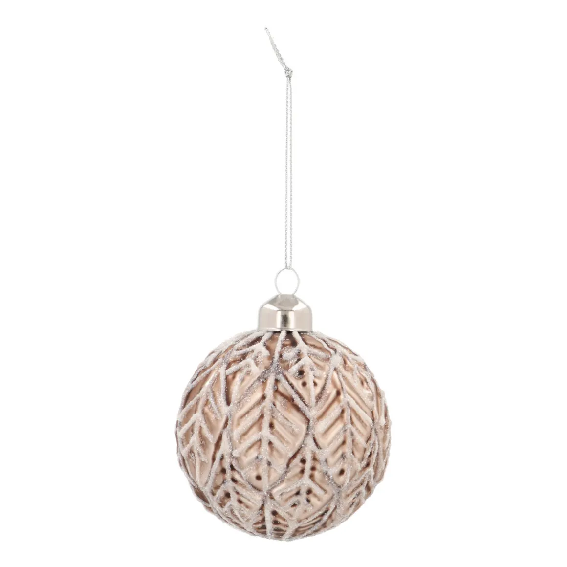 Taupefarbene Weihnachtskugel Mit Natürlichem Blattmuster