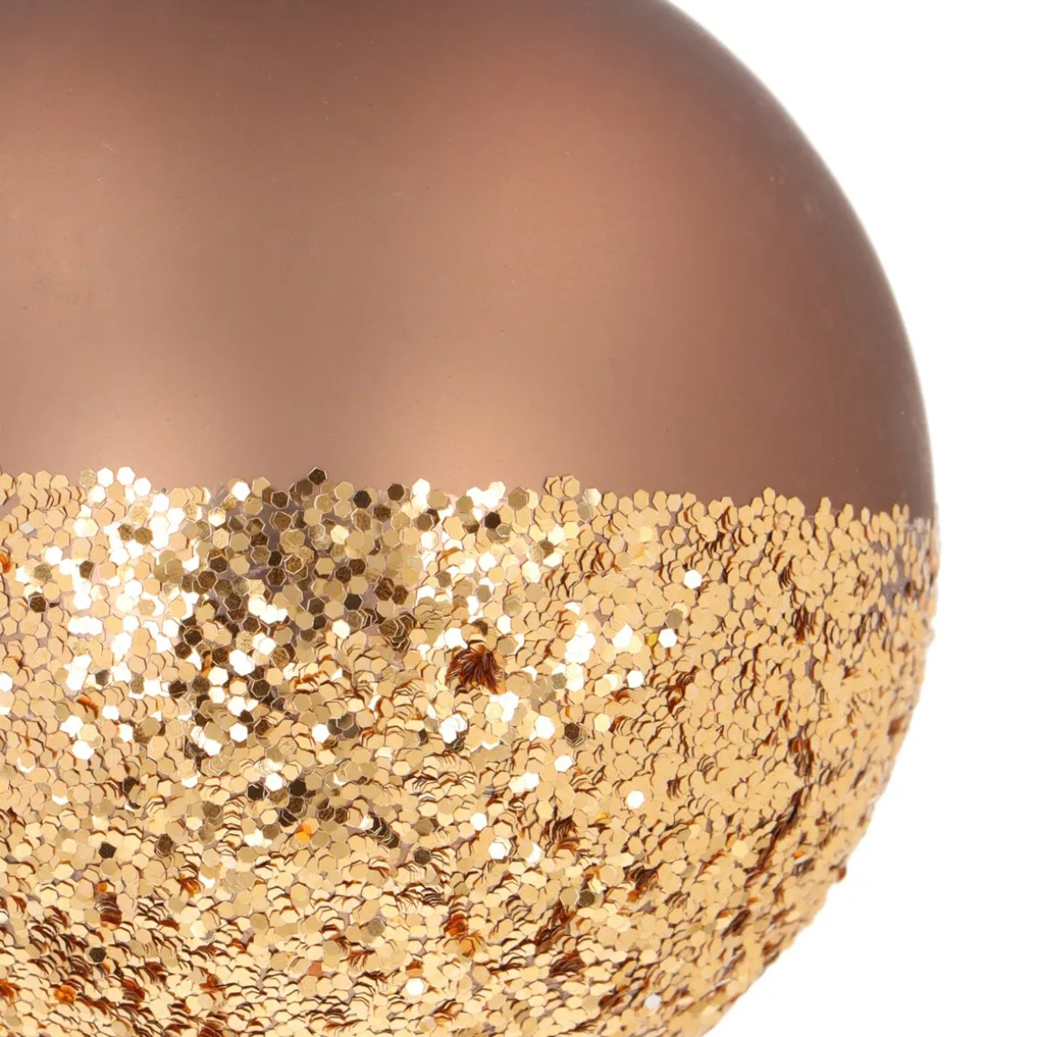 Taupefarbene Weihnachtskugel Mit Funkelndem Glitzereinsatz